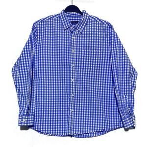 Pashartuk Button Up Shirt Men's 2XL Blue White Checkered Long Sleeves